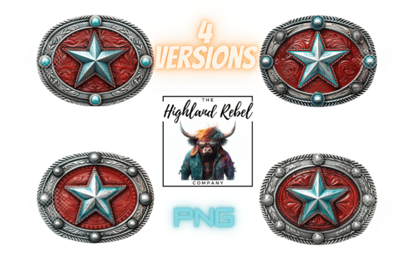 Belt Buckle Design N, 4 Versions